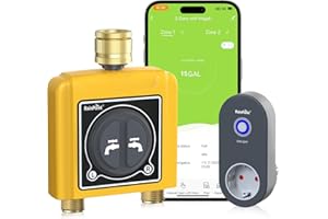 ‎RAINPOINT RAINPOINT Bewässerungscomputer WLAN 2 Ausgänge mit Messing einlass auslass,intelligenter Wassertimer für Gartenschlauch, Regenverzögerung/manuelle/App Bewässerung
