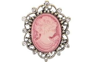 PACKOVE Broche De Inspiración Vintage Reproducción Antigua Rosa Victoriana Dama Belleza Camafeo Con Broche De Cristal