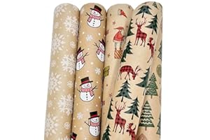 ‎ARTWELTEN HOME & STYLE Weihnachts Geschenkpapier Weihnachten 5 Rollen Set je 2m x 70 cm aus Recyclingpapier - Nature Kraftpapier Weihnachtsgeschenkpapier Geschenkverpackung für Xmas Weihnachten Papier Geschenke (XMAS1)