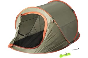JEMIDI Tente 2 Secondes – Tente Pop up 220 x 120 x 95 cm pour 2 Personnes avec moustiquaire – Transportable pour Camping Festival Vacances Voyage