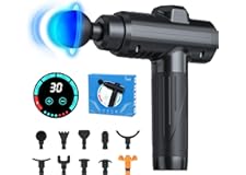 Massage Gun Deep Tissue, Portable Muscle Massage Device with 10 Massage Heads, 2024 Massager 30 Speeds with LCD Touch Screen,