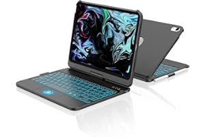 aMZCaSE Clavier pour iPad 10/11 Ème Generation (10.9Pouces 2022/11 Pouces A16 2025) avec Housse de Protection Rotative à 360° Porte-Stylet étui Clavier Rétroéclairé 7 Couleurs rétro-éclairé(Français)