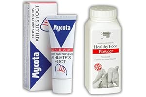 GE AND PE Athletes Foot Care Bundle, Includes Mycota Athletes Foot Cream (1 x 25g), Masterplast Healthy Foot Powder (1 x 170g) Bundled with Ge & Pe Treatment Tips Guide. Relieves Itching and Irritation