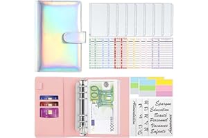 Classeur Budget Enveloppe Set, Classeur Budget A6 Français, Classeurs à anneaux avec PVC budget enveloppe, 24 Catégories en Français pour Économiser de l'argent, Planifier Économiser Organisateur