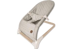 Bubba Bear Baby Bouncer, Foldable Rocking Chair with Seat, Newborn to Toddler, 0+ Months (Beige)