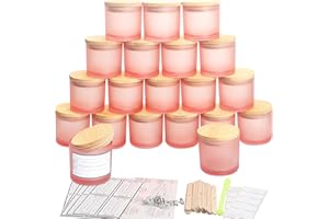 MILIVIXAY 20 Pack 4 OZ Matte Pink Glass Candle Jars with Lids and Candle Making Kits - Bulk Small Empty Candle Jars for Making Candles - Spice, Powder Containers.