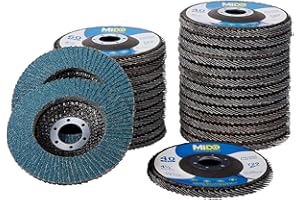 MIDO Professional Abrasive Flap Discs 115mm 25 PCS 40/60/80/120 Grit Assorted Type 29 Grinding Discs for Angle Grinder Sanding Metal Wood
