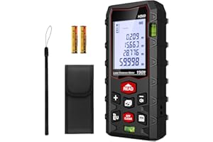 Charcity Laser Entfernungsmesser Messgerät für räume - 60M Dual-Level IP54 Wasserdicht, Entfernungs-/Flächen-/Volumenmessung, Großes LCD mit Hintergrundbeleuchtung, für Innen- & Außenbereich