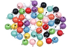 HUASUN 50pcs 14mm Cascabeles Manualidades Cascabeles para Gatos Pequeñas Cascabeles de Colores Cascabeles para Decoraciones de Navidad Fiestas Fabricación de Joyas de Bricolaje