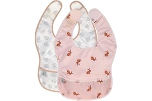 LÄSSIG Baby Lätzchen Set 2 Stk. mit Auffangschutz wasserabweisend Klettverschluss/Lightweight Bib