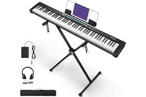 Starfavor Digital Piano Keyboard mit Halbgewichtet Klavier, E Piano 88 Tasten mit X Ständer, Sustain Pedal, and Carrying Case, Tragbar Electronic Keyboards für Anfänger Kinder SEK-88A