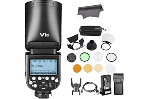 Godox V1-C Flash for Canon, 76Ws 2.4G TTL Round Head Speedlight, 1/8000 HSS, 480 Full Power Flashes,1.5s Recycle Time, 2600mAh Battery,10 Level LED Modeling Lamp,V1 Canon with AK-R1 Accessories Kit