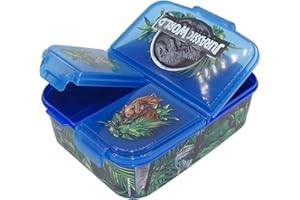 variouss Fiambrera Escolar de 3 Compartimentos, Tapex Sandwichera infantil para almuerzo con licencia oficial (Dinosaurio world)