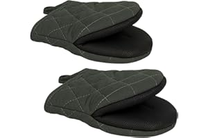 GOLDMEET Ofenhandschuhe, Topflappen Handschuh, 260°C Hitzebeständige, Kurze Ofenhandschuhe mit rutschfeste Silikon-Oberfläche