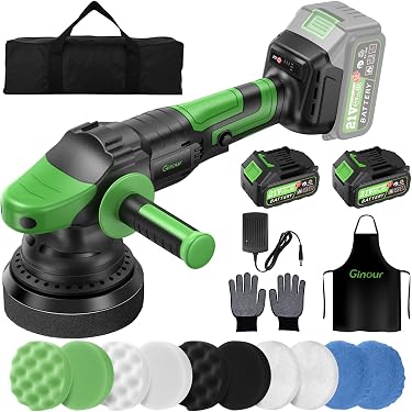 Yofuly Lucidatrice Orbitale A Batteria 18V/21V – Kit Completo Con 2 Batterie, 8 Velocità, Display LCD, Ideale Per Detailing Auto E Motoveicoli
