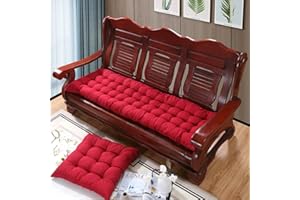 GGOTY Cuscino per panca da giardino spesso 8 cm, 2 o 3 posti, in cotone, 80/100 cm, cuscino rettangolare per panca da giardino (45 x 45 cm, rosso)