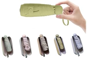 BAODINI Mini parapluie de voyage pour sac à main avec étui, petit parapluie compact, protection UV, petit parapluie de poche léger pour femmes, filles, enfants…