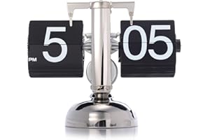 Aoonar Digitale Flip-Down-Uhr, Digital Retro Tischuhren Edelstahl Minimalistische Mechanische Auto Flip Clock, 16X21CM Schreibtischuhr Für Zuhause Wohnzimmer (Schwarz)