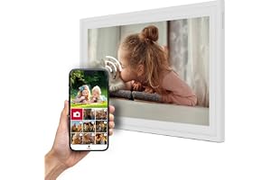 Thomson 15 tum vit digital fotoram Full HD-upplösning 1080 IPS Touch, WiFi, automatisk rotation, flera användare, video, bildspel