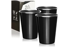 Robin Goods® 3 Bicchieri in Acciaio Inossidabile Neri - Bicchieri di Alta qualità da 500 ml - Bicchieri da Campeggio - infrangibili e privi di BPA (03 Pezzi - Nero)