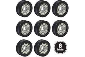 EASYGADGET 8 Unidades de Rodamientos de 5x24x8 Milímetros para Puertas Correderas de Aluminio, Ventanas, Mosquiteras o Juegos de Mesa. Kit POM y Acero Inoxidable. Rueda Suave y Duradera.