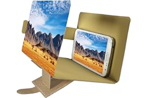 GENIEFORCE Universal tragbarer Falten Smartphone 3D Screen Magnifier für alle Smartphone Arten. Smartphone Bildschirm Vergrößerungslupe mit 3D Effekt. Gold