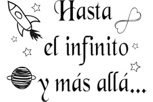 Docliick® Vinilos de pared decorativo con frase decorativa"HASTA EL INFINITO Y MÁS ALLÁ" Pegatinas decorativas pared. Decoración casa Docliick DC-19115 (Vinilo de corte, 30x20cm)