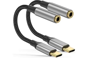 PEAKLIFT USB C to 3.5mm Jack, 2 Pack DAC Hi-Fi Stereo Audio USBC Headphone Adapter Mini Jack Nylon Aux to USB C Audio Adapter for iPhone 16 15 Pro Pro Max, Samsung Galaxy S24 S23 S22 S21Ultra