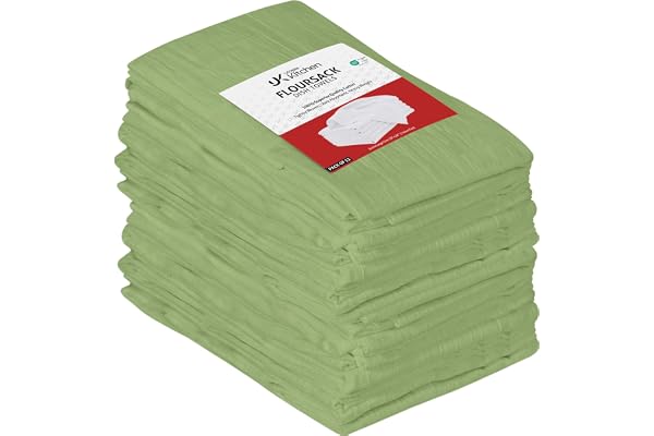 Utopia köksmjölsäck diskhanddukar, 12-pack kökshanddukar i bomull - 71 x 71 cm (salvia
