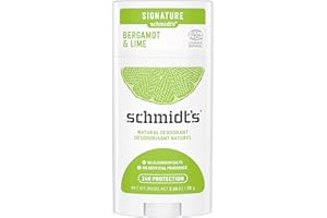 Schmidt's Déodorant Stick Signature Bergamote et Citron Vert, Efficace 24h, 100% Origine Naturelle, Certifié naturel et Vegan, Testé Dermatologiquement, 75g