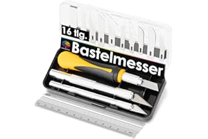 OfficeTree 3x Bastelmesser Skalpell Set 16 tlg. Bastel Zubehör mit 3 verschiedenen Messern und 13 Ersatzklingen - Cuttermesser Basteln als Bastelwerkzeug