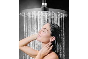 JINYOMFLY Kopfbrause Schwarz 25CM, Duschkopf Regendusche Groß, Hochdruck Kopfbrause Wassersparend, Runder Sparduschkopf 360° Verstellbarer