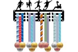 CREATCABIN - Colgador de Medallas de Fútbol, Soporte para Medallas de Fútbol, Deportes, Metal, para Colgar Premios, Hierro, Montaje Pequeño, Decoración, Premios para Pared, Hogar, Insignia 29x13 cm