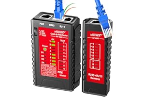 YILTION NF-468S Network Cable Tester Ethernet Tester Multi-Function LAN Tester for POE/RJ45 RJ11 RJ12 Cat5 Cat5e Cat6 Cat6a Phone Line Cat3 UTP/STP Cable Connection Mapper Network Tool (Professional-Red)