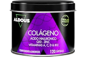 ALDOUS BIO Colágeno Hidrolizado Puro + Ácido Hialurónico + Coenzima Q10 + Vitaminas y B12 + Zinc - 120 días Máxima Dosis - Formula Avanzada - Colágeno para las Articulaciones Fuertes, Piel Tersa y Energía