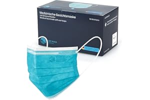 ‎STAUBPIRAT STAUBPIRAT CURT MARIA MEDICAL 50 Stück Medizinische Gesichtsmasken made in Germany Mundschutz 3-lagig mit Ohrenschlaufen zum Einmalgebrauch petrol