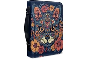 Kuiaobaty Housse de protection fantaisie en cuir synthétique avec poignée et motif chat floral tribal pour femme