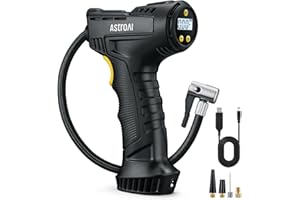 AstroAI Car Tyre Inflator Air Compressor, USB Rechargeable Battery Cordless Tyre Inflator, 150PSI Portable Handheld Tyre Pump Digital with Torch and 4 Adaptors for Car, Motorcycle Bike, Ball