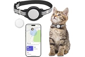 JIARUI Cat GPS Tracker, Mini GPS Tracker for Cats | No Monthly Fees, Pet Tracking Real-Time, Waterproof Location (Only IOS) | Breakaway Reflective Cat Tracker Collar, Anti Lost | Works with Apple Find My