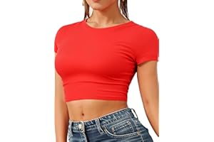 Re Tech UK - Women's Basic Ladies Short Sleeve Stretchy Crop Tops for Women, Slim Fit Crew Neck, Cropped T Shirt, Summer, Cute, Tshirt, Sizes 8-14