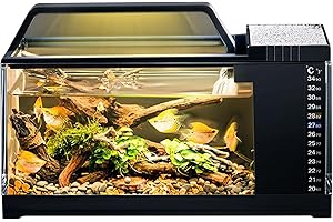 GENÉRICO Acuario Betta,Acuario para Peces con Luz LED Y Bomba De Agua | Bomba Silenciosa Y De Filtración, Accesorios Inteligentes para Decoración En Dormitorio Y Sala De Estar