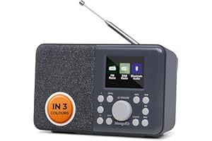 MangoKit MD3 Radio Numérique Portable Dab/Dab+ et FM,Haut-Parleur Bluetooth,40 Stations Préréglées,Alarmes et Horloge,Minuterie de Répétition,écran Couleur,Piles et Alimentation Secteur - Charbon