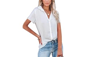 NONSAR Chemisier femmes - Col en V - Chemises élégantes à manches longues - Décontracté - Pour le travail - Hauts avec boutons