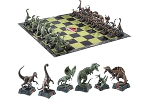The Noble Collection Jurassic Park Chess Set - 32 Highly Detailed Plastic Chess Pieces - Officially Licensed Jurassic Park Film Set Movie Game Gifts