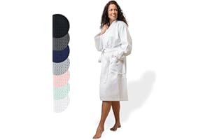 SIEGENTHAL® Damen Bademantel Waffelpique 100% Baumwolle mit Schalkragen Leicht Morgenmantel S bis XL – Leichter Damen Bademantel, Komfortabel, Weich, Ideal für Frühling und Sommer