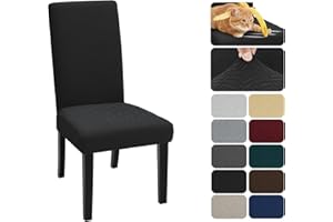 XINEAGE Fundas para Sillas Pack de 4 Fundas sillas Comedor Fundas elásticas, Funda Protectora extraíble para Muebles de Comedor, Hotel, Cocina (Negro)