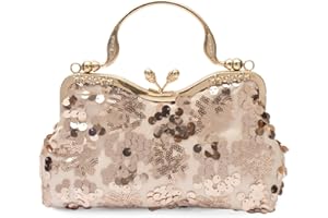 CORIOS Torebka wieczorowa w stylu vintage z cekinami w stylu lat 20. XX wieku, elegancka torebka na ramię z diamentami, torebka na ramię, błyszcząca torebka ze strasu, torebka na ramię