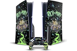 Head Case Designs sous Licence Officielle Rick and Morty Le Space Cruiser Graphiques Vinyle Autocollant De Jeu Peau Compatible avec Sony PS5 Slim Disc Edition Console & DualSense Controller