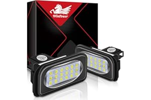 WinPower LED Luces de matrícula para coche Lámpara Numero plato luces Bulbos 3582 SMD con CanBus No hay error 6000K Xenón Blanco frio para 2000-2007 C-Class W203 4 puertas Sedan ect., 2 Piezas