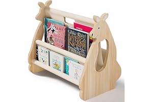 EURYUNG Montessori regał na książki dla dzieci z drewna – regał do pokoju dziecięcego, meble do pokoju dziecięcego, organizer na książki do pokoju dziecięcego | przechowywanie książek dla niemowląt